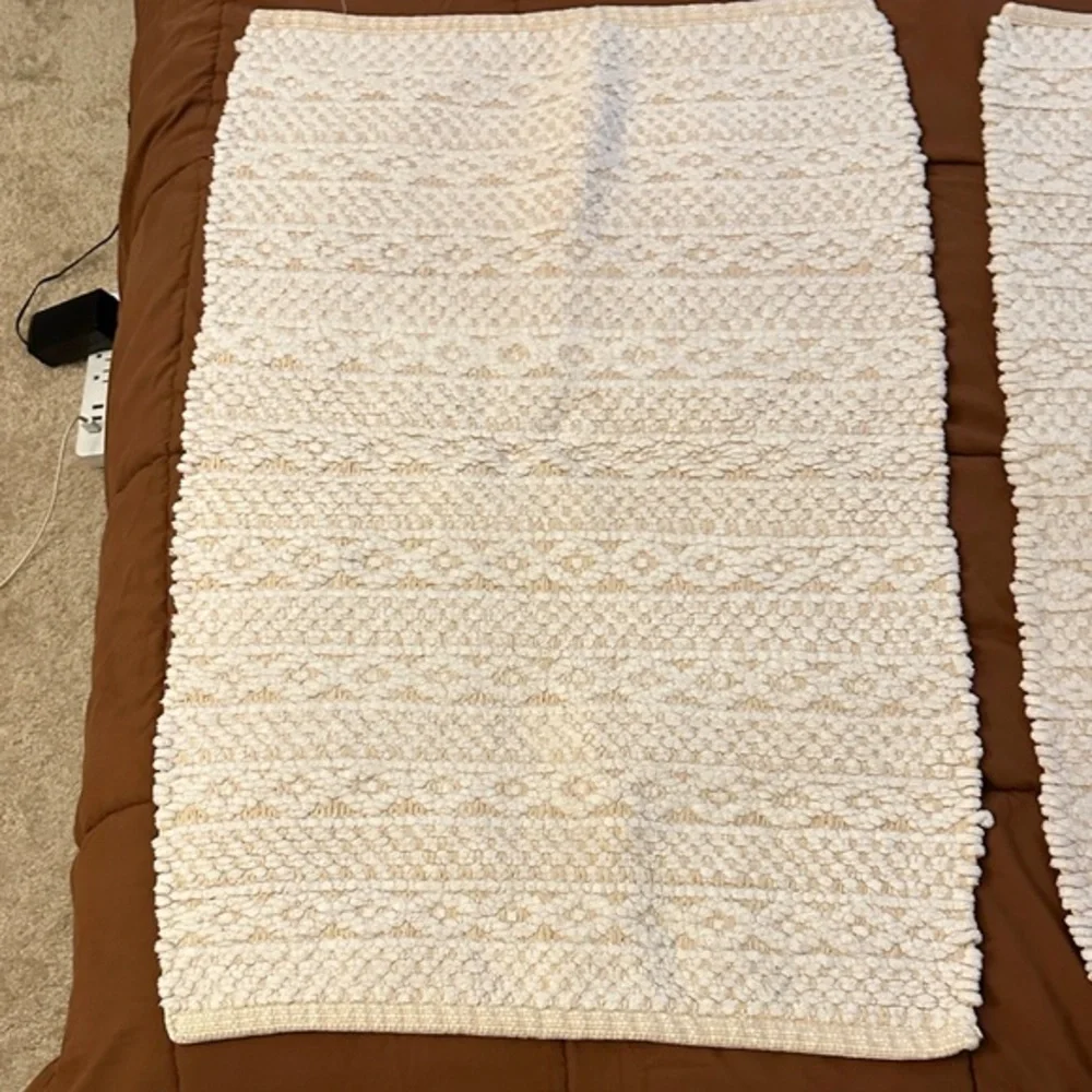 Cream and Tan Bathroom Rugs - Set of 2